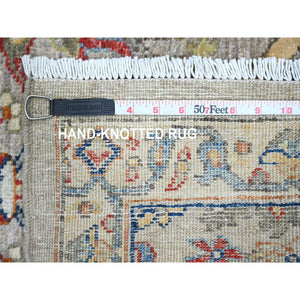 3'x9'9" Alabaster White, Afghan Angora Oushak with All Over Pattern, Hand Knotted, Natural Dyes, 100% Wool, Runner, Oriental Rug FWR123552