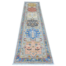 Load image into Gallery viewer, 2&#39;7&quot;x10&#39;1&quot; Misty Gray, Aryana Grade, Afghan Peshawar with Caucasian Akstafa Design, High Mountain Wool, Hand Knotted, Runner, Oriental Rug FWR538896