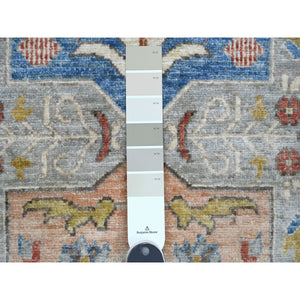 2'7"x10'1" Misty Gray, Aryana Grade, Afghan Peshawar with Caucasian Akstafa Design, High Mountain Wool, Hand Knotted, Runner, Oriental Rug FWR538896