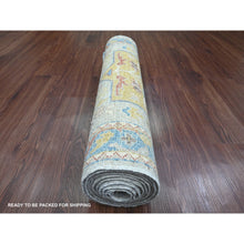 Load image into Gallery viewer, 2&#39;7&quot;x10&#39;1&quot; Misty Gray, Aryana Grade, Afghan Peshawar With Caucasian Akstafa Design, High Mountain Wool, Hand Knotted, Runner, Oriental Rug FWR538896