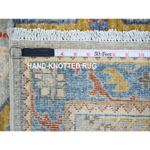 2'7"x10'1" Misty Gray, Aryana Grade, Afghan Peshawar with Caucasian Akstafa Design, High Mountain Wool, Hand Knotted, Runner, Oriental Rug FWR538896