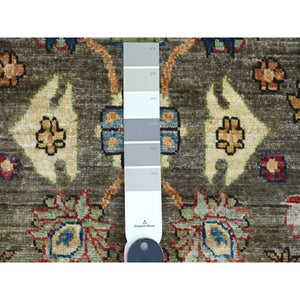3'2"x11'8" Cedar Brown, Aryana Grade, Afghan Peshawar With Heriz All Over Design, High Mountain Wool, Hand Knotted, Runner, Oriental Rug FWR538902