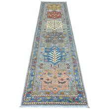 Load image into Gallery viewer, 2&#39;8&quot;x10&#39;2&quot; Flint Gray, Aryana Collection, Afghan Peshawar with Caucasian Akstafa Design, Hand Knotted, High Mountain Wool, Runner, Oriental Rug FWR538914