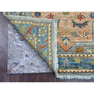 2'8"x10'2" Flint Gray, Aryana Collection, Afghan Peshawar with Caucasian Akstafa Design, Hand Knotted, High Mountain Wool, Runner, Oriental Rug FWR538914