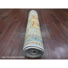 Load image into Gallery viewer, 2&#39;8&quot;x10&#39;2&quot; Flint Gray, Aryana Collection, Afghan Peshawar With Caucasian Akstafa Design, Hand Knotted, High Mountain Wool, Runner, Oriental Rug FWR538914