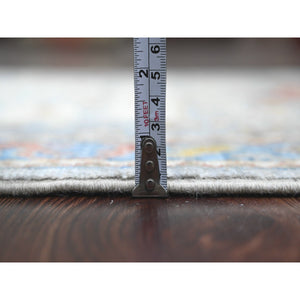 2'8"x10'2" Flint Gray, Aryana Collection, Afghan Peshawar with Caucasian Akstafa Design, Hand Knotted, High Mountain Wool, Runner, Oriental Rug FWR538914