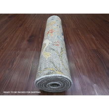 Load image into Gallery viewer, 2&#39;6&quot;x8&#39;2&quot; Moonstruck Gray, Afghan Peshawar with Birds of Paradise Design, Hand Knotted, Soft Wool, Vegetable Dyes, Runner, Oriental Rug FWR538926