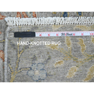 2'6"x8'2" Moonstruck Gray, Afghan Peshawar with Birds of Paradise Design, Hand Knotted, Soft Wool, Vegetable Dyes, Runner, Oriental Rug FWR538926