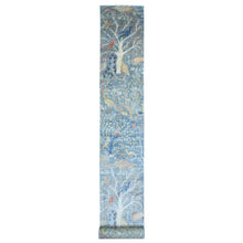 Load image into Gallery viewer, 2&#39;6&quot;x25&#39;7&quot; Carolina Blue, Afghan Peshawar with Birds of Paradise Design, Hand Knotted, Vegetable Dyes, Soft Wool, XL Runner, Oriental Rug FWR538938