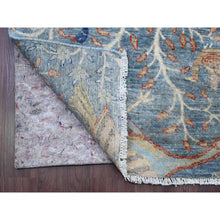 Load image into Gallery viewer, 2&#39;6&quot;x25&#39;7&quot; Carolina Blue, Afghan Peshawar with Birds of Paradise Design, Hand Knotted, Vegetable Dyes, Soft Wool, XL Runner, Oriental Rug FWR538938