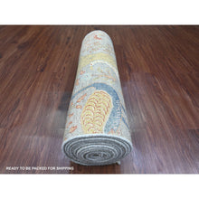 Load image into Gallery viewer, 2&#39;6&quot;x16&#39; Nevada Gray, Hand Knotted, Afghan Peshawar With Birds Of Paradise Design, Soft Wool, Natural Dyes, Xl Runner, Oriental Rug FWR538944