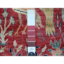 Load image into Gallery viewer, 3&#39;10&quot;x16&#39;2&quot; Crimson Red, Afghan Peshawar With Birds Of Paradise Design, Hand Knotted, Pure Wool, Vegetable Dyes, Xl, Wide Runner, Oriental Rug FWR538950