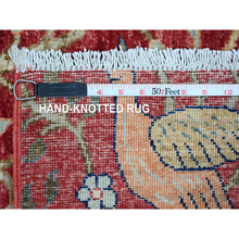 Load image into Gallery viewer, 3&#39;10&quot;x16&#39;2&quot; Crimson Red, Afghan Peshawar With Birds Of Paradise Design, Hand Knotted, Pure Wool, Vegetable Dyes, Xl, Wide Runner, Oriental Rug FWR538950