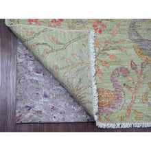 Load image into Gallery viewer, 5&#39;x6&#39;2&quot; Swamp Green, Afghan Peshawar with Birds of Paradise Design, Hand Knotted, Soft Wool, Vegetable Dyes, Oriental Rug FWR538968