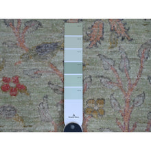 Load image into Gallery viewer, 5&#39;x6&#39;2&quot; Swamp Green, Afghan Peshawar with Birds of Paradise Design, Hand Knotted, Soft Wool, Vegetable Dyes, Oriental Rug FWR538968