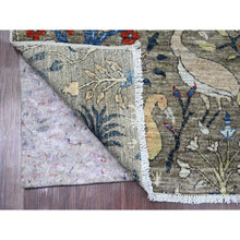 Load image into Gallery viewer, 5&#39;x6&#39;10&quot; Sonic Gray, Hand Knotted, Afghan Peshawar with Birds of Paradise Design, Soft Wool, Vegetable Dyes, Oriental Rug FWR538974