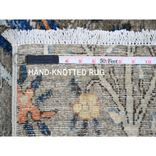 Load image into Gallery viewer, 5&#39;x6&#39;10&quot; Yale Blue, Anatolian Village Inspired with Geometric Design, 100% Wool, Cropped Low, Zero Pile, Hand Knotted, Oriental Rug FWR8496