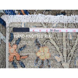 5'x6'10" Yale Blue, Anatolian Village Inspired with Geometric Design, 100% Wool, Cropped Low, Zero Pile, Hand Knotted, Oriental Rug FWR8496