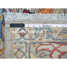 Load image into Gallery viewer, 3&#39;x10&#39;2&quot; Cobalt Blue, Hand Knotted, Colorful Grass Design, Wool and Silk, Tone on Tone, Modern, Lush and Plush, Runner, Oriental Rug FWR499464