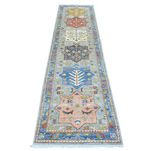 Load image into Gallery viewer, 2&#39;7&#39;x10&#39;2&quot; Misty Gray, Aryana Collection, Afghan Peshawar with Caucasian Akstafa Design, High Mountain Wool, Hand Knotted, Runner, Oriental Rug FWR538986