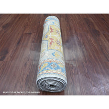 Load image into Gallery viewer, 2&#39;7&#39;x10&#39;2&quot; Misty Gray, Aryana Collection, Afghan Peshawar with Caucasian Akstafa Design, High Mountain Wool, Hand Knotted, Runner, Oriental Rug FWR538986