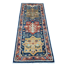 Load image into Gallery viewer, 2&#39;5&quot;x6&#39; Yale Blue, Afghan Peshawar with Caucasian Akstafa Design, Aryana Collection, High Mountain Wool, Hand Knotted, Runner, Oriental Rug FWR538992