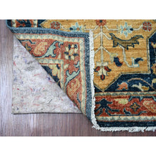 Load image into Gallery viewer, 2&#39;5&quot;x6&#39; Yale Blue, Afghan Peshawar with Caucasian Akstafa Design, Aryana Collection, High Mountain Wool, Hand Knotted, Runner, Oriental Rug FWR538992