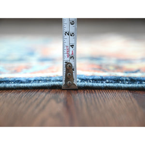 2'5"x6' Yale Blue, Afghan Peshawar with Caucasian Akstafa Design, Aryana Collection, High Mountain Wool, Hand Knotted, Runner, Oriental Rug FWR538992