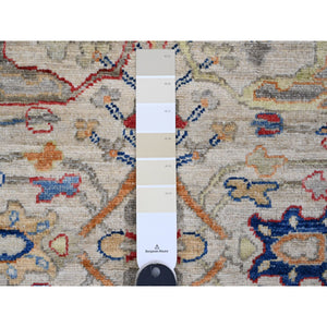 3'1"x10' Chiffon White, Peshawar with Bijar Garus Design, Aryana Collection, Hand Knotted, Vegetable Dyes, High Mountain Wool, Densely Woven, Runner, Oriental Rug FWR539010