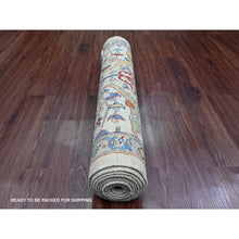 Load image into Gallery viewer, 3&#39;1&quot;x10&#39; Chiffon White, Peshawar With Bijar Garus Design, Aryana Collection, Hand Knotted, Vegetable Dyes, High Mountain Wool, Densely Woven, Runner, Oriental Rug FWR539010