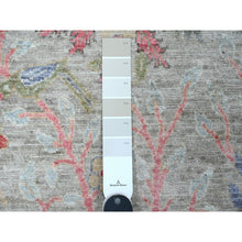 Load image into Gallery viewer, 3&#39;x19&#39;5&quot; Medium Gray, Afghan Peshawar with Birds of Paradise Design, Vegetable Dyes, Hand Knotted, Soft Wool, XL Runner, Oriental Rug FWR539022