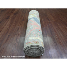 Load image into Gallery viewer, 3&#39;x19&#39;5&quot; Medium Gray, Afghan Peshawar with Birds of Paradise Design, Vegetable Dyes, Hand Knotted, Soft Wool, XL Runner, Oriental Rug FWR539022