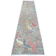 Load image into Gallery viewer, 2&#39;7&quot;x11&#39;8&quot; Mink Gray, Afghan Peshawar with Birds of Paradise Design, Soft Wool, Natural Dyes, Hand Knotted, Runner, Oriental Rug FWR539034