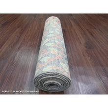 Load image into Gallery viewer, 2&#39;7&quot;x11&#39;8&quot; Mink Gray, Afghan Peshawar With Birds Of Paradise Design, Soft Wool, Natural Dyes, Hand Knotted, Runner, Oriental Rug FWR539034