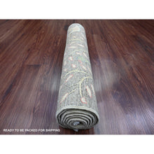 Load image into Gallery viewer, 2&#39;4&quot;x6&#39;1&quot; Stone Gray, Hand Knotted, Afghan Peshawar With Birds Of Paradise Design, Veggie Dyes, 100% Wool, Runner, Oriental Rug FWR539040