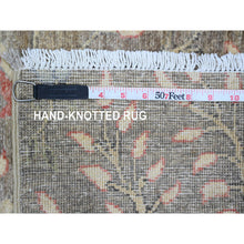 Load image into Gallery viewer, 2&#39;4&quot;x6&#39;1&quot; Stone Gray, Hand Knotted, Afghan Peshawar With Birds Of Paradise Design, Veggie Dyes, 100% Wool, Runner, Oriental Rug FWR539040