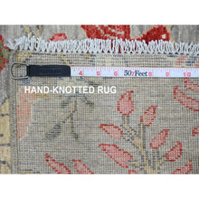 Load image into Gallery viewer, 3&#39;x24&#39; Cloud Gray, Hand Knotted, Afghan Peshawar With Birds Of Paradise Design, Soft Wool, Vegetable Dyes, Xl Runner, Oriental Rug FWR539046