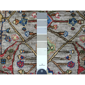 6'x6' Sonic Gray, Peshawar with Bijar Garus Design, Aryana Grade, Hand Knotted, Vegetable Dyes, Densely Woven, High Mountain Wool, Round, Oriental Rug FWR539052