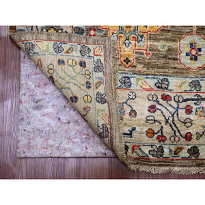 6'x9'1" Mocha Brown, Afghan Peshawar With Karajeh Design, Geometric Medallions, Aryana Collection, Hand Knotted, High Mountain Wool, Oriental Rug FWR539058