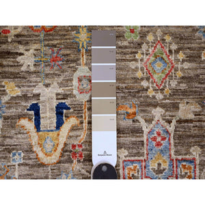 6'x9'1" Mocha Brown, Afghan Peshawar With Karajeh Design, Geometric Medallions, Aryana Collection, Hand Knotted, High Mountain Wool, Oriental Rug FWR539058