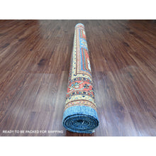 Load image into Gallery viewer, 6&#39;x9&#39; Carolina Blue, Qashqai Design with Geometric Pattern, Aryana Collection, Hand Knotted, 100% Wool, Vegetable Dyes, Oriental Rug FWR539064