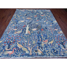Load image into Gallery viewer, 8&#39;2&quot;x9&#39;8&quot; Imperial Blue, Afghan Peshawar with Birds of Paradise Design, Soft and Shiny Wool, Natural Dyes, Hand Knotted, Oriental Rug FWR539082