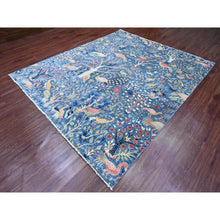 Load image into Gallery viewer, 8&#39;2&quot;x9&#39;8&quot; Imperial Blue, Afghan Peshawar with Birds of Paradise Design, Soft and Shiny Wool, Natural Dyes, Hand Knotted, Oriental Rug FWR539082