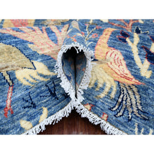 Load image into Gallery viewer, 8&#39;2&quot;x9&#39;8&quot; Imperial Blue, Afghan Peshawar with Birds of Paradise Design, Soft and Shiny Wool, Natural Dyes, Hand Knotted, Oriental Rug FWR539082