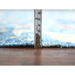 8'2"x9'8" Imperial Blue, Afghan Peshawar with Birds of Paradise Design, Soft and Shiny Wool, Natural Dyes, Hand Knotted, Oriental Rug FWR539082