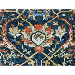 9'1"x11'8" Yale Blue, Peshawar with Heriz All Over Design, High Mountain Wool, Aryana Collection, Densely Woven, Hand Knotted, Vegetable Dyes, Oriental Rug FWR539112