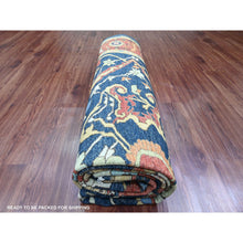 Load image into Gallery viewer, 9&#39;1&quot;x11&#39;8&quot; Yale Blue, Peshawar With Heriz All Over Design, High Mountain Wool, Aryana Collection, Densely Woven, Hand Knotted, Vegetable Dyes, Oriental Rug FWR539112