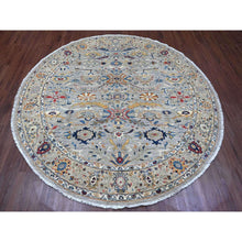 Load image into Gallery viewer, 7&#39;7&quot;x7&#39;7&quot; Cloud Gray, Aryana Collection, Peshawar with Ziegler Mahal Design, High Mountain Wool, Denser Weave, Hand Knotted, Round, Oriental Rug FWR539118