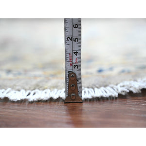 7'7"x7'7" Cloud Gray, Aryana Collection, Peshawar with Ziegler Mahal Design, High Mountain Wool, Denser Weave, Hand Knotted, Round, Oriental Rug FWR539118