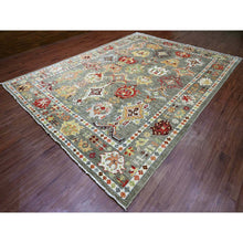 Load image into Gallery viewer, 9&#39;10&quot;x13&#39;3&quot; Sage Green, Afghan Angora Oushak With Colorful Leaf Design, 100% Wool, Hand Knotted, Natural Dyes, Oriental Rug FWR539154